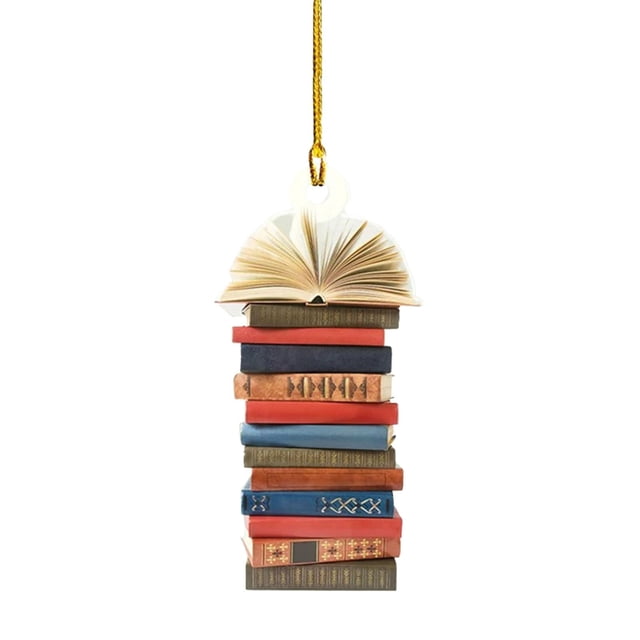 Book Lovers Fu N Reads Christmas Acrylic Ornament Decorative Hanging Display Art