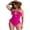Rose Red, variant on AURA Women Plus Size One Piece Swimsuit 0XL 4XL Tummy Control Halter Ruched Swimwear Beachwear