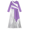 thumbnail image 5 of iiniim Girls Long Sleeve Praise Dance Outfit Dress Lyrical Worship Church Robe Metallic Wide-Leg Jumpsuit Light Purple 12, 5 of 7