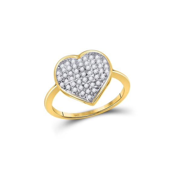 FB Jewels 10kt Yellow Gold Womens Round Diamond Heart Ring 1/6 Cttw