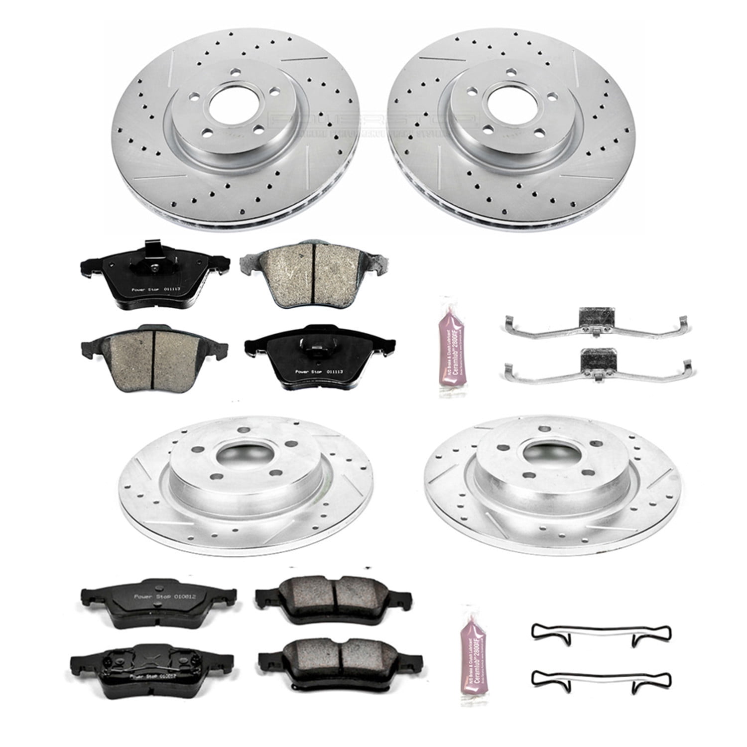 PowerStop Front and Rear Z23 Evolution Sport Carbon-Fiber Ceramic Brake Pad and Drilled & Slotted Rotor Kit Fits: VOLVO Select Models K5470