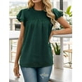 thumbnail image 3 of Weardear Womens Crewneck Tops Lace Crochet Pom Pom Shirt Flowy Short Sleeve Casual Shirts Blouses Tops, 3 of 5