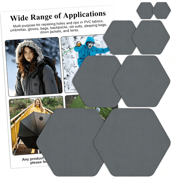 TUWAFE Down Jacket Repair Patches, Self Adhesive Nylon Repair Patch, Pre-Cut Waterproof Repair Patches for Down Jackets Coats Clothing Tents Sleeping Bags, Grey 8Pcs