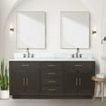 thumbnail image 2 of Shelter 72 in W x 22 in D Brown Oak Double Bath Vanity and Carrara Marble Top, 2 of 8