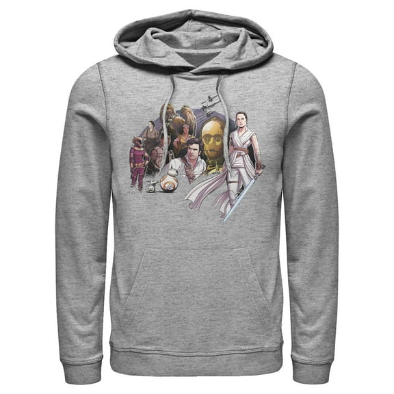 Men's Star Wars: The Rise of Skywalker Character Cartoon Pull Over Hoodie Athletic Heather 2X Large