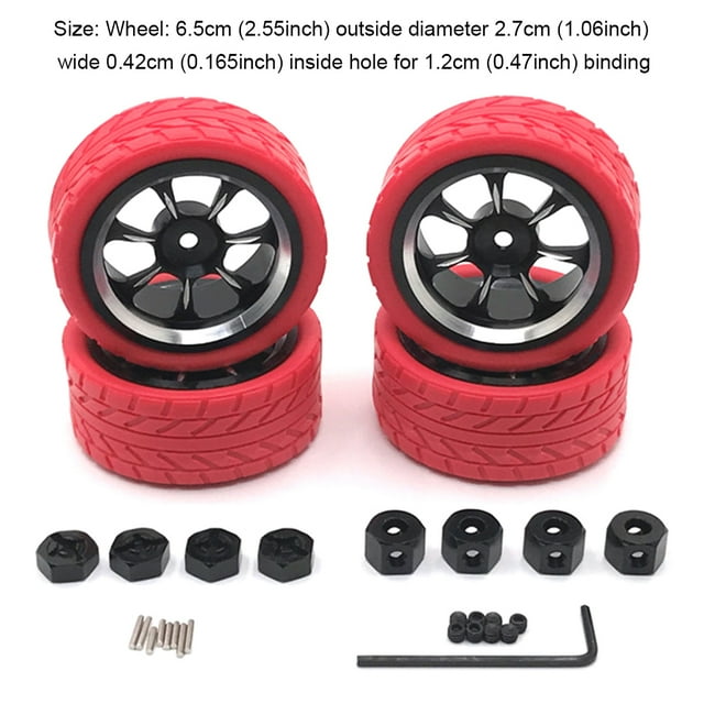 RC Model Crawler Car Wheel Hub Simulation Upgrade Automobile Part Assembly Wheels Rim Replacement for WLtoys A949 A959 A969 A979 Red