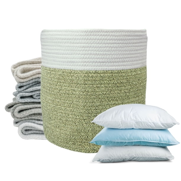 Planterist Cesta Organizadora Grande Tejida – Algodón Lavable, Plegable y Portable – Multiusos 33.5x34 cm para Almacenaje, Decoración y Ropa Sucia (Tulum)