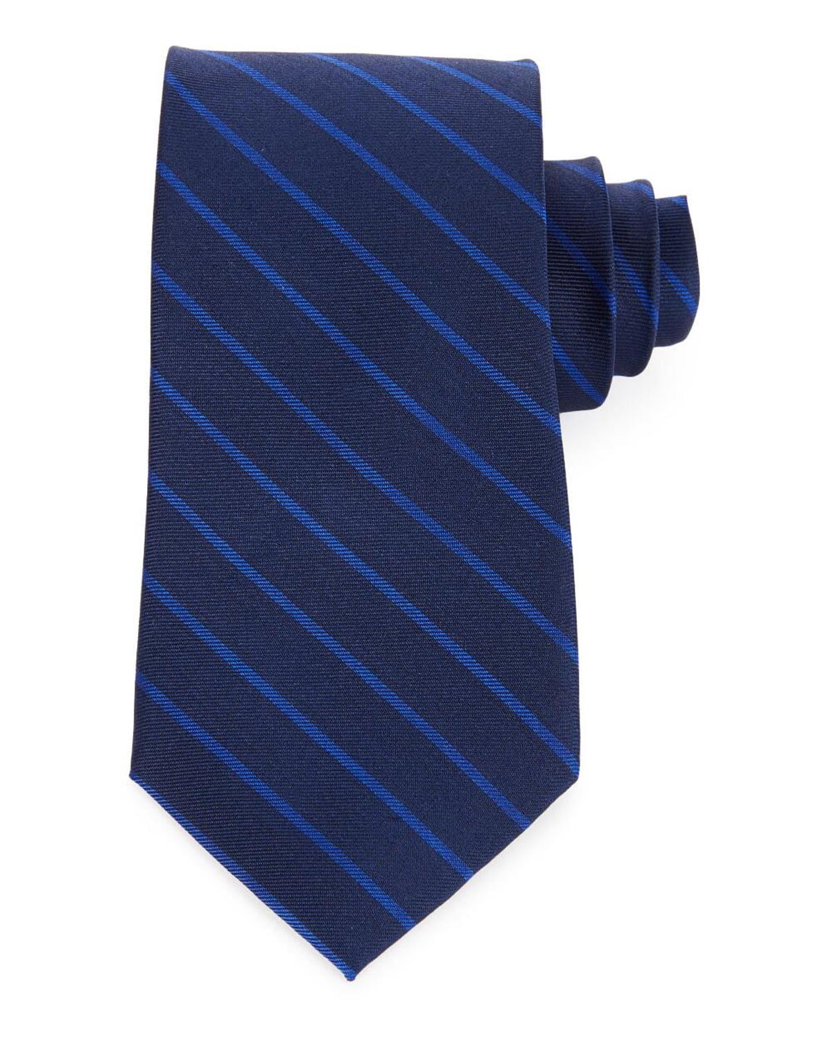 Tommy Hilfiger Mens Silk Tie Blue Striped Necktie