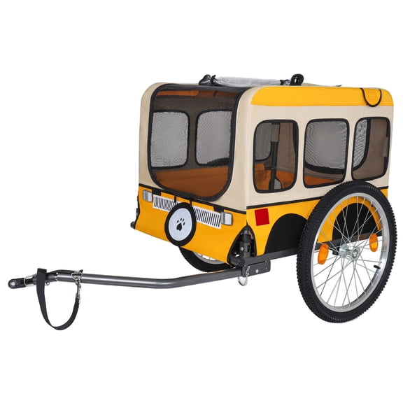 CQSXDA Large Heavy-Duty Foldable Dog Bike Trailer with 20 Inch Wheels for All-Terrain Cycling, Jogging and Camping AdventuresGray+Yellow