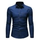 thumbnail image 1 of camisa de hombre de manga larga de mezclilla lavada con cuello de solapa y botón de bolsillo de color sólido Pompotops  oipoqjl27734, 1 of 6
