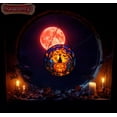 thumbnail image 6 of Halloween Suncatcher Stained Glass Window Hanging, Black Cat on Pumpkin with Full Moon and Bats, Stained Glass Halloween Window Decor for Spooky Home Decoration (7.9IN), 6 of 6