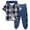 BBlue, variant on Agkizg Toddler Boys Clothing Set Hooded 2 Piece Set Short Sleeve Plaid Shirt Pants Set