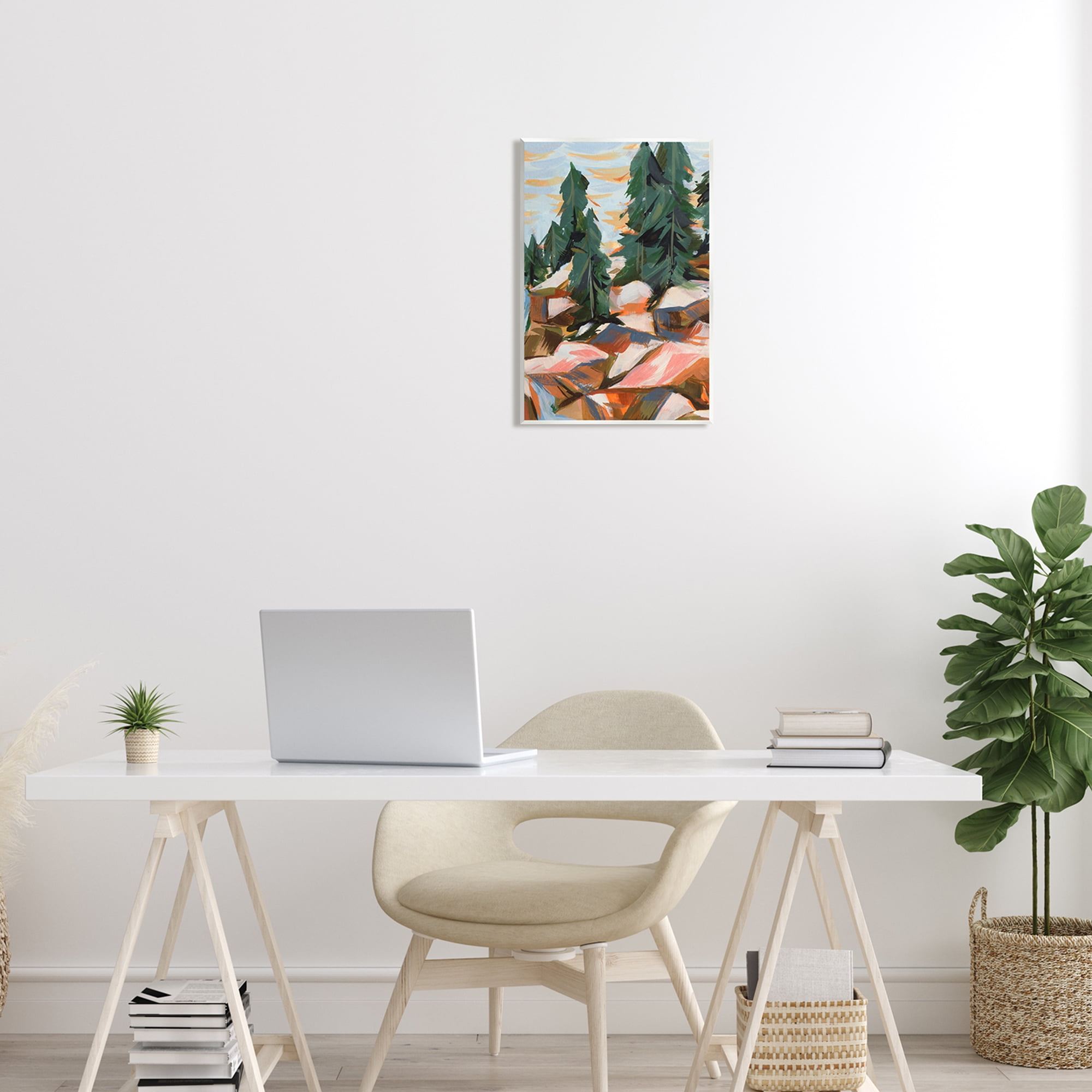 Stupell Abstract Geometric Landscape Waterfall Landscape Painting Wall Plaque Unframed Art Print Wall Art