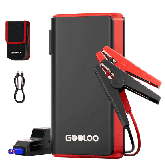 GOOLOO GE2000 2000A Peak Jump Starter, 12V Car Battery Booster for Up to 8.0L Gas & 6.0L Diesel Engines, SuperSafe Protection, Compact Portable Battery Pack with USB-C Fast Charge & LED Light Black