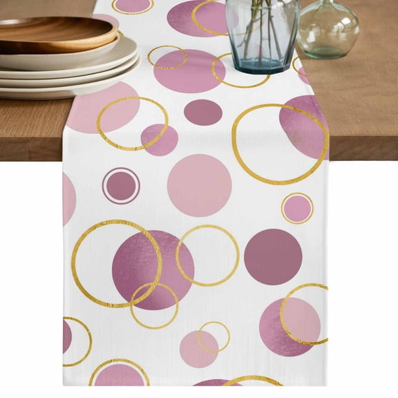 Table Runner 60 Inches Long for Kitchen Dining, Pin Polka Dots Dresser Scarf Farmhouse, Dining Table Decorations for Wedding/Parties, Modern Abstract Art 13 x 60 In