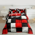 thumbnail image 3 of jejeloiu Stereoscopic Grid Queen Comforter Set,Modern Geometric Pattern Bedding Sets,White Red Black Bedding Comforter Set For Kids,Microfiber Bedroom Decor Reversible,3pcs, 3 of 8