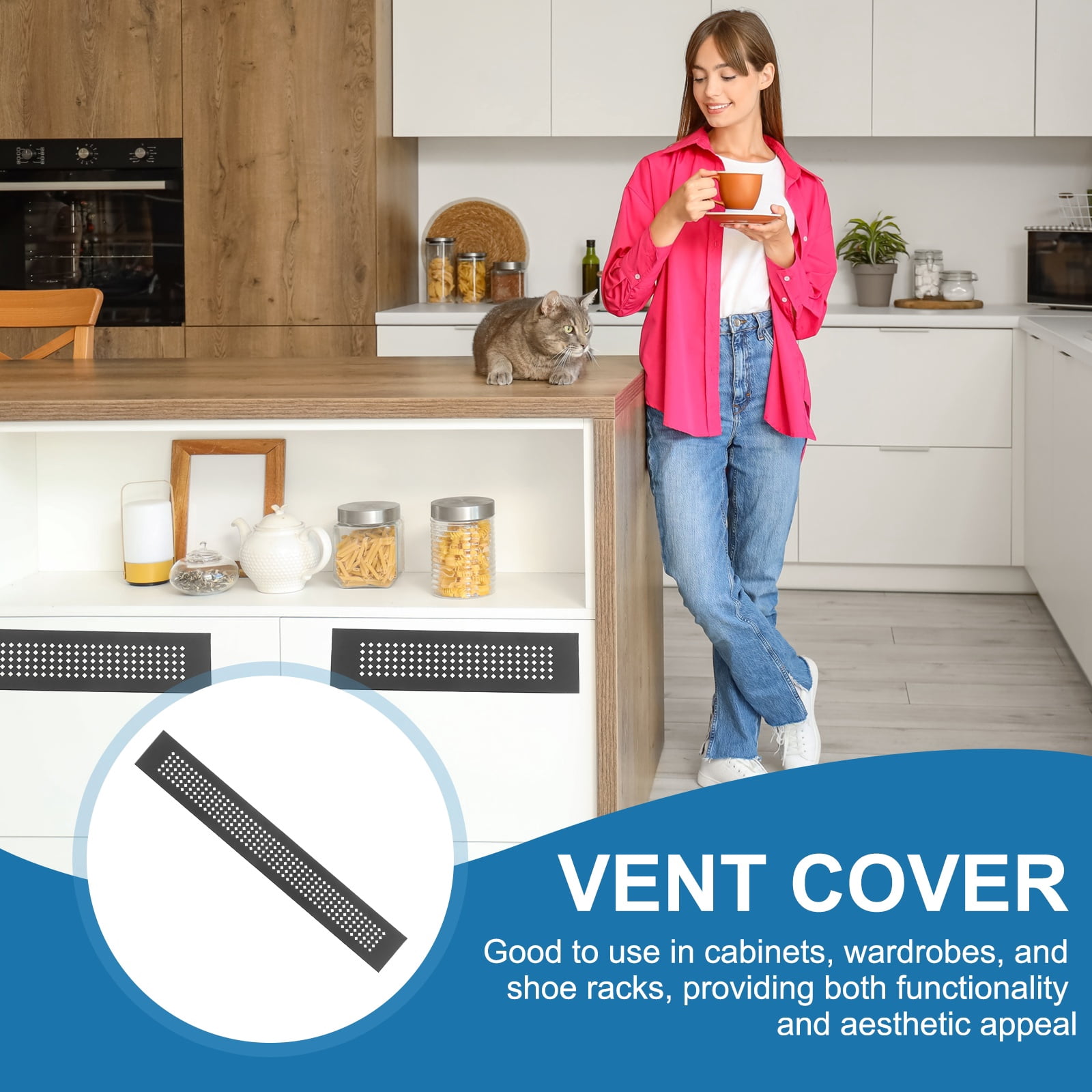 Uxcell 6 x 2 Inch Door Air Vent Cover, 3 Pcs Aluminum Grille Ventilation Cover Louvered Diamond Hole with Screws, Black
