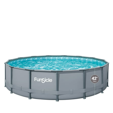Funsicle 15ft Oasis Round Above Ground Metal Frame Swimming Pool, Includes SkimmerPlus Pump, Age 6 & up Including Pool Games