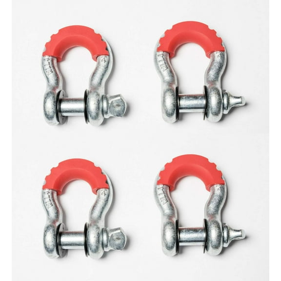 (4) 3/4" Bow Shackle D-Ring w/ Pin 10500 w/ red noise vibration Reducer Jeep CJ
