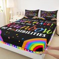 thumbnail image 3 of Manfei Happy Place Queen Sheet Sets,Cartoon Rainbow Flat Sheet,Colorful Heart Print Queen Fitted Sheet For Children,Breathable Home Decor,4 Pieces, 3 of 7