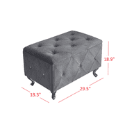 Home Design Bodhi Upholstered 30 Flip Top Storage Bench with Diamond Tufted Velvet Seat, Spacious Hidden Storage, and Multi-Purpose Rectangular Design for Bedroom or Living Room, Silver Gray