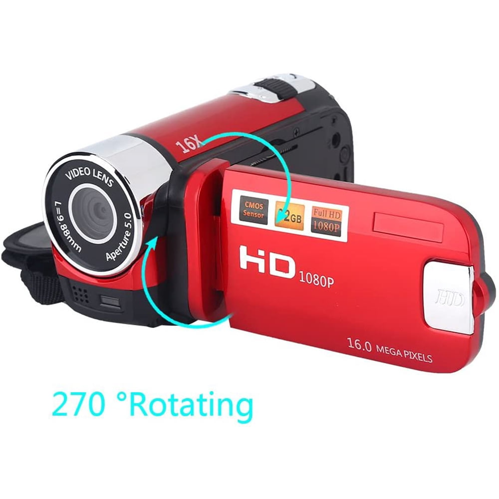 LNKOO Video Recording Camcorder, Full HD 270° Rotation 1080P 16X High Definition Digital Camcorder Video DV Camera with 270°Rotation 2.7Inch LCD