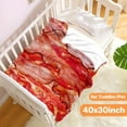 thumbnail image 2 of Bacon Blanket Food Throws Funny Gift for Kids Girl Boys Lightweight Fleece Throw Novelty Realistic Super Soft Comfy Gifts for Teens Women Men Flannel Bedding Sheet Blankets for Couch Sofa,60"x50", 2 of 6