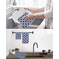 thumbnail image 5 of Retro Rhombus Kitchen Dish Towels for Drying Dishes Set of 3, Morocco Abstract Geometric Art Navy Blue Waffle Weave Microfiber Hand Tea Bathroom Towels Quick Dry & Absorbent Towel 15.7x23.6, 5 of 7