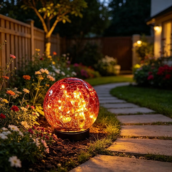 KOYPTL Solar Globe Lights Outdoor Waterproof-Solar Balls for Garden-Cracked Glass Ball Lights Outdoor-Solar Orbs for Outside-Decorations for Patio and Yard Lawn Backyard Decor