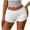 White, variant on Women's Low Waist Fold Over Biker Shorts, Double-Sided Brushed Milk Silk Stretch Shorts for Yoga Workout & Casual Street Wear