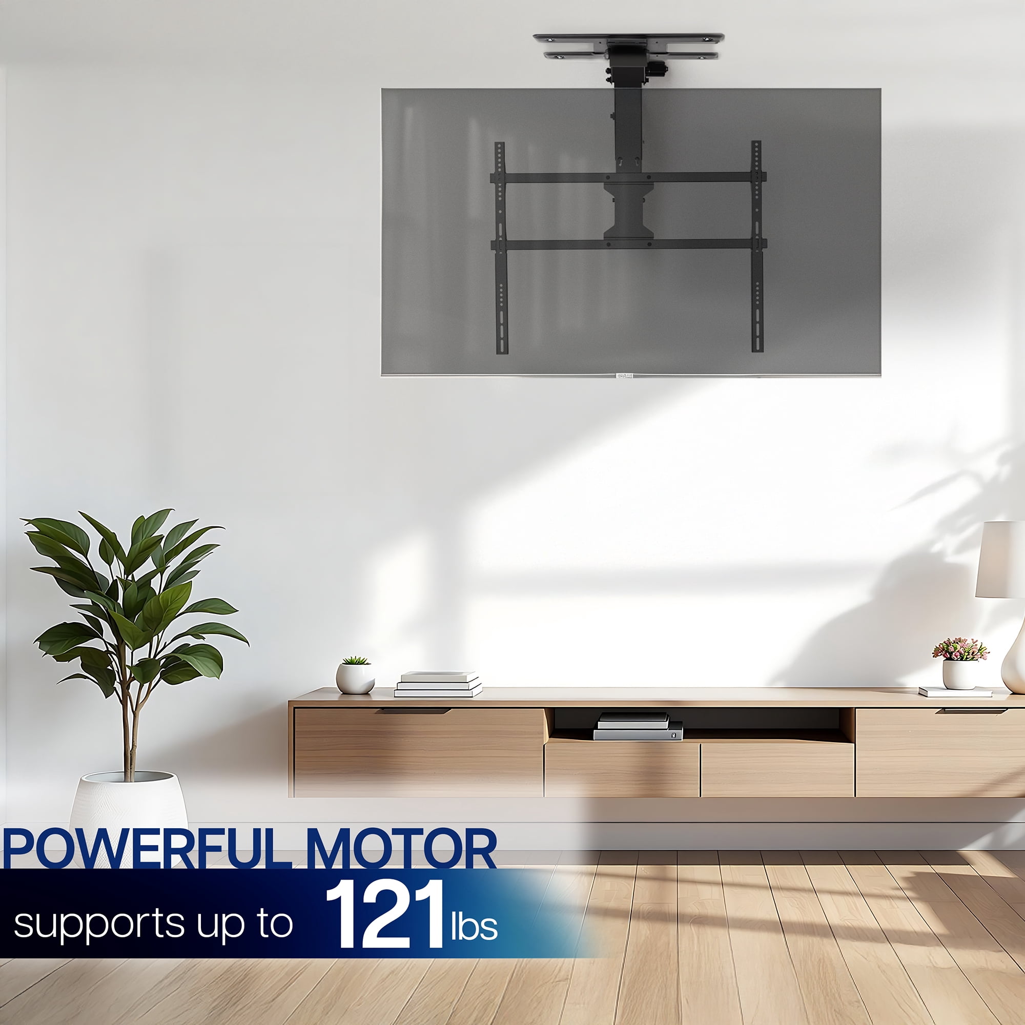 VIVO Black Electric Flip Down Ceiling TV Mount for 37 to 86 inch Screens