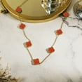 thumbnail image 2 of JeenMata Red Flower Station Necklace in Yellow Gold Plated, 2 of 7