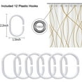 thumbnail image 3 of Gold Light Brown and White Striped Wavy Line Fabric Shower Curtain for Bathroom with 12 Hooks, Extra Long Shower Curtains for Bathroom 84 Inches Long, Weighted Hem,Waterproof Bath Accessories, 3 of 6