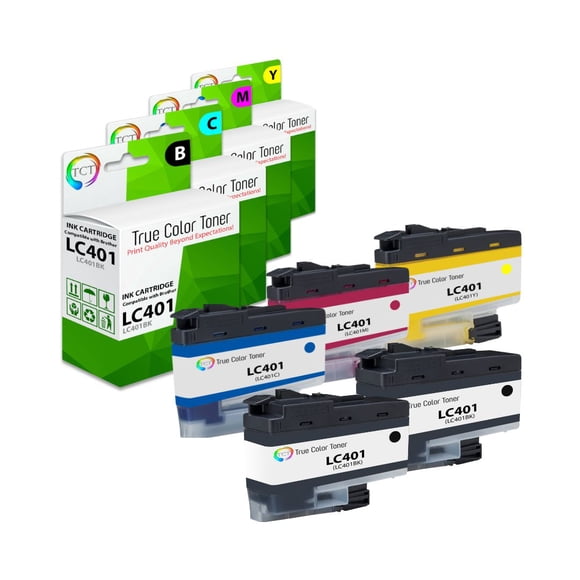 TCT LC401 Ink Cartridge 5 Pack - Compatible Replacement for Brother LC401 LC401BK LC401C LC401M LC401Y Works With Brother MFC-J1010 J1012 J1170 Printers (Black Cyan Magenta Yellow)