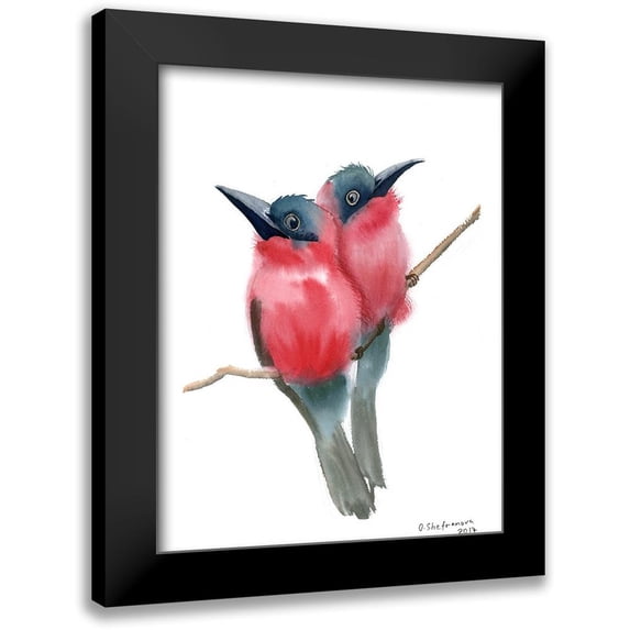 Shefranov, Olga 19x24 Black Modern Framed Museum Art Print Titled - Red Bird Buddies