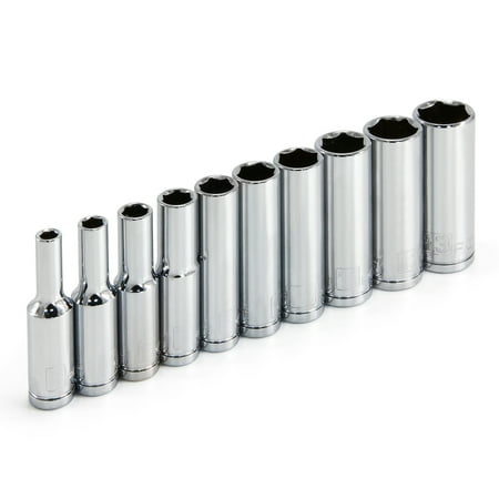 UPC: 0028907229904 | Powerbuilt 10 Piece 1/4 Inch Drive Metric 6 Point Deep Socket Set – 640538