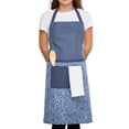 thumbnail image 3 of Mainstays Chef Kitchen Apron, 28" x 32" Cotton Apron with Pocket for Cooking, Baking, Gardening, Blue Floral Stripe, 3 of 7