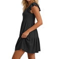 thumbnail image 5 of Womens Summer Casual Dresses V Neck Ruffle Cap Sleeve with Pockets Tiered Pleated Flowy Lounge Vacation Mini Dress,Sizes S-2XL, 5 of 6