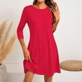 thumbnail image 6 of LISTHA Women's 3/4 Sleeve Dresses, Casual T-Shirt Dresses, Crew Neck Loose fit Swing Autumn Dresses, Tunic Dresses Red M, 6 of 6