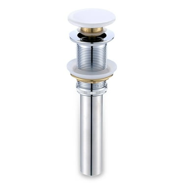 Luxier DS01-T Bathroom Sink Push Pop-Up Drain Stopper with No Overflow Ceramic White