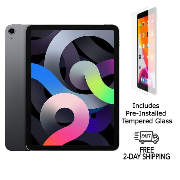 iPad Air 4 Apple Remis à Neuf A2316 (Wi‐Fi) 256 Go Gris Cosmique (Grade A+) avec Verre Trempé Préinstallé