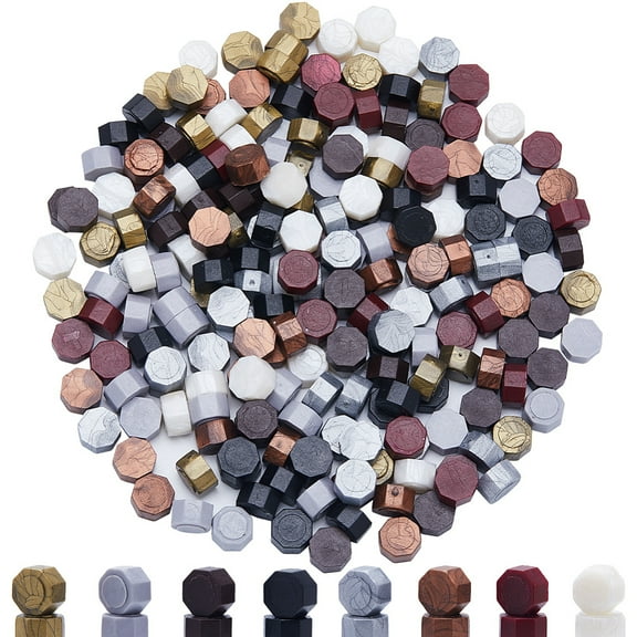 200Pcs 8 Styles Sealing Wax Particles Wax Seal Beads for Retro Seal Stamp Octagon Mixed Color 8.5~9mm 25pcs/style