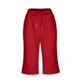 thumbnail image 4 of HKYNLAG Linen Shorts for Women 2026 Drawstring High Waist Knee Length Bermuda Short Loose Comfy Casual Summer Shorts with Pocket Red M, 4 of 6