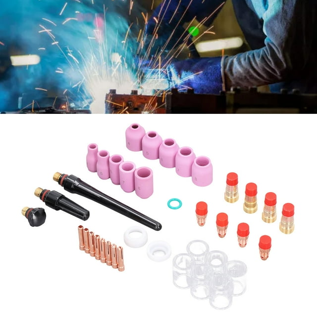 49Pcs TIG Welding Accessory Kit For WP-17 18 26, Glass Cup Nozzle Collet Tool Set Kit TIG Welding Equipment