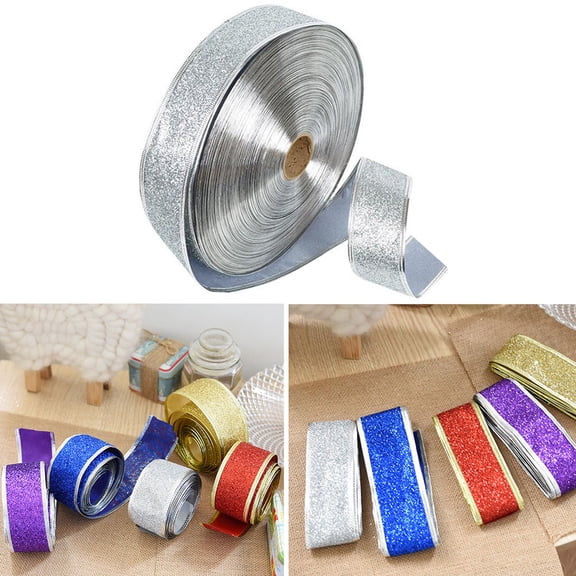 FONWILYO Silver Glitter Ribbon For Christmas Trees Wedding Arts Easy To Diy Crafts For Present Wrapping Bows