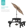 thumbnail image 5 of Best Choice Products 6-Person Circular Outdoor Wooden Picnic Table w/ 3 Built-In Benches, 500lb Capacity - Black, 5 of 8