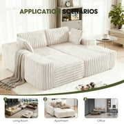 Techmilly 113” Cloud L-Shaped Sectional Couches,Modular Sofa with Deep Seat, Sponge Compression Sofas,Modern Modular L-Shape Sofa Couch with Chaise for Living Room Bedroom (White, Right Facing Chaise