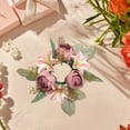 thumbnail image 3 of Cheapark Simulated Lily Candlestick Wreath Floral Centerpiece with Faux Flowers for Gift Valentines Day Table Decor Dining Room A mbiance, 3 of 6