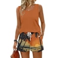 thumbnail image 2 of Womens Lounge Sets Two Piece Sets Tropical Summer Casual Sleeveless Shorts Outfit Airport Travel Vacation Outfits, 2 of 5