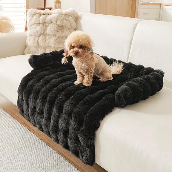 Luxurious Cozy Dog Couch Bed, Fluffy Fuzzy Cozy Washable Couch Cover, Fluffy Plush Dog Mat for Furniture Protector and Car
